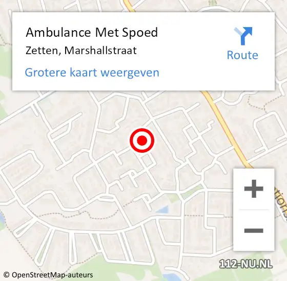 Locatie op kaart van de 112 melding: Ambulance Met Spoed Naar Zetten, Marshallstraat op 16 december 2021 01:31