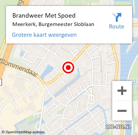 Locatie op kaart van de 112 melding: Brandweer Met Spoed Naar Meerkerk, Burgemeester Sloblaan op 16 december 2021 01:50