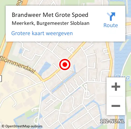 Locatie op kaart van de 112 melding: Brandweer Met Grote Spoed Naar Meerkerk, Burgemeester Sloblaan op 16 december 2021 01:53