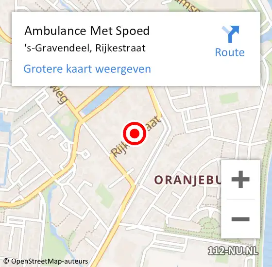 Locatie op kaart van de 112 melding: Ambulance Met Spoed Naar 's-Gravendeel, Rijkestraat op 16 december 2021 01:57