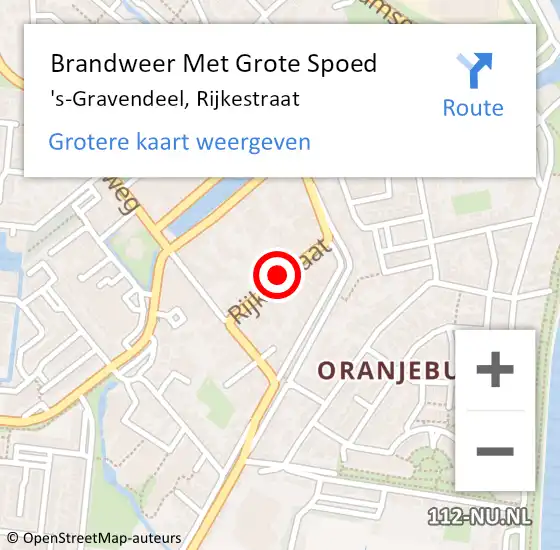 Locatie op kaart van de 112 melding: Brandweer Met Grote Spoed Naar 's-Gravendeel, Rijkestraat op 16 december 2021 01:58