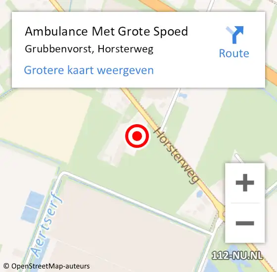 Locatie op kaart van de 112 melding: Ambulance Met Grote Spoed Naar Grubbenvorst, Horsterweg op 2 juli 2014 13:01