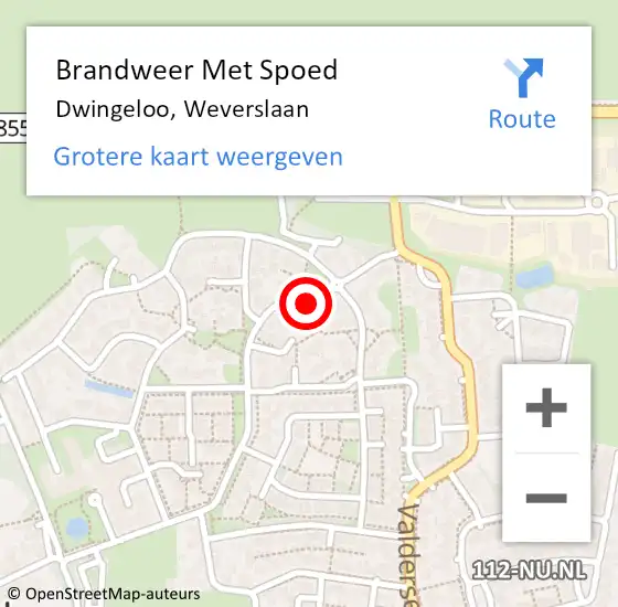 Locatie op kaart van de 112 melding: Brandweer Met Spoed Naar Dwingeloo, Weverslaan op 16 december 2021 01:59