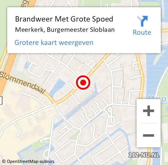 Locatie op kaart van de 112 melding: Brandweer Met Grote Spoed Naar Meerkerk, Burgemeester Sloblaan op 16 december 2021 02:05