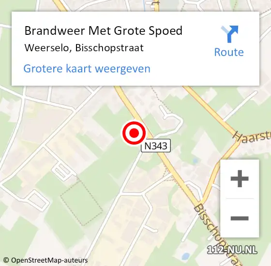 Locatie op kaart van de 112 melding: Brandweer Met Grote Spoed Naar Weerselo, Bisschopstraat op 16 december 2021 04:01