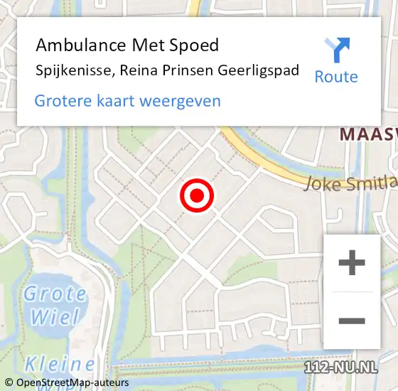 Locatie op kaart van de 112 melding: Ambulance Met Spoed Naar Spijkenisse, Reina Prinsen Geerligspad op 16 december 2021 04:12