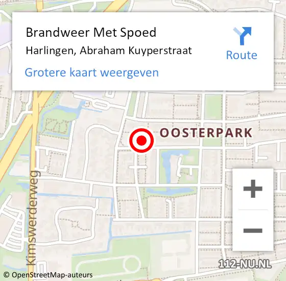 Locatie op kaart van de 112 melding: Brandweer Met Spoed Naar Harlingen, Abraham Kuyperstraat op 16 december 2021 04:12