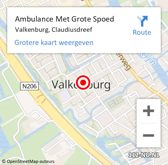 Locatie op kaart van de 112 melding: Ambulance Met Grote Spoed Naar Valkenburg, Claudiusdreef op 16 december 2021 04:13