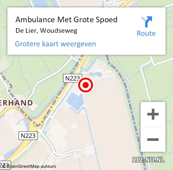 Locatie op kaart van de 112 melding: Ambulance Met Grote Spoed Naar De Lier, Woudseweg op 16 december 2021 07:45