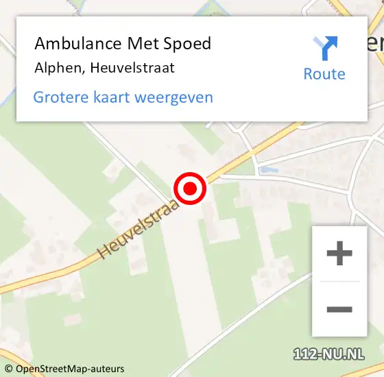 Locatie op kaart van de 112 melding: Ambulance Met Spoed Naar Alphen, Heuvelstraat op 16 december 2021 08:31