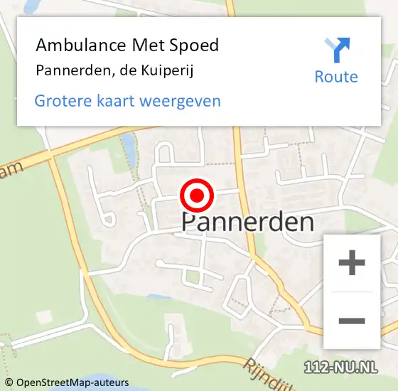 Locatie op kaart van de 112 melding: Ambulance Met Spoed Naar Pannerden, de Kuiperij op 16 december 2021 08:35