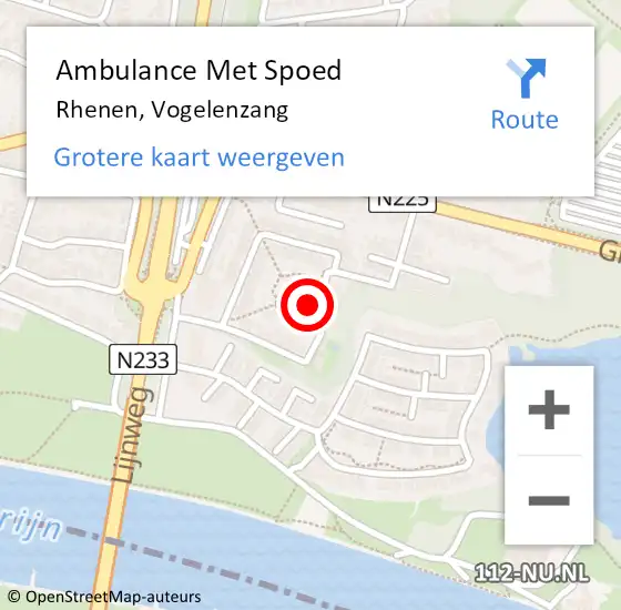 Locatie op kaart van de 112 melding: Ambulance Met Spoed Naar Rhenen, Vogelenzang op 16 december 2021 08:50