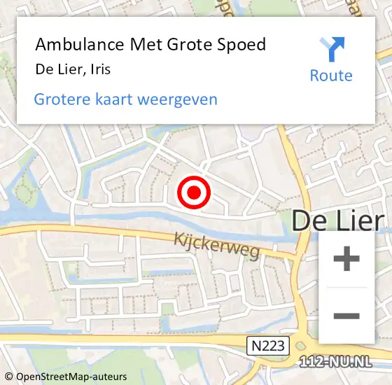 Locatie op kaart van de 112 melding: Ambulance Met Grote Spoed Naar De Lier, Iris op 16 december 2021 09:00