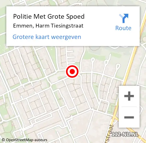 Locatie op kaart van de 112 melding: Politie Met Grote Spoed Naar Emmen, Harm Tiesingstraat op 16 december 2021 09:10