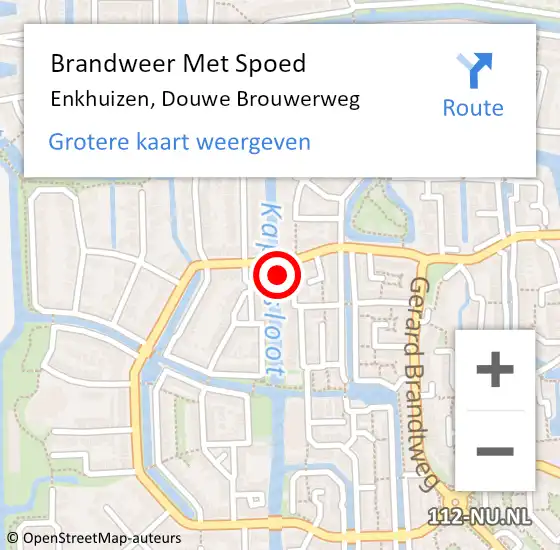 Locatie op kaart van de 112 melding: Brandweer Met Spoed Naar Enkhuizen, Douwe Brouwerweg op 16 december 2021 09:20