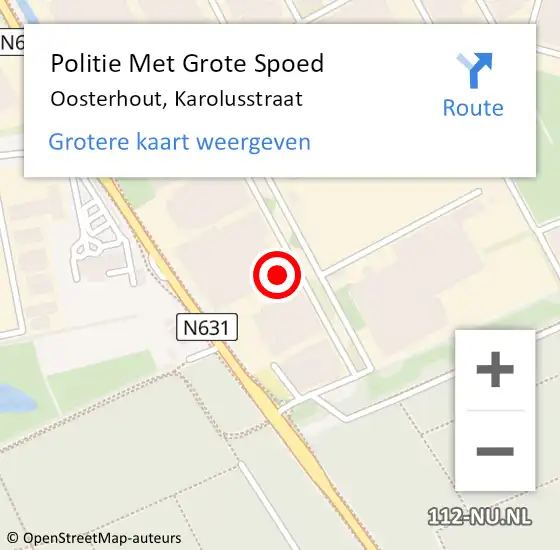 Locatie op kaart van de 112 melding: Politie Met Grote Spoed Naar Oosterhout, Karolusstraat op 16 december 2021 09:21