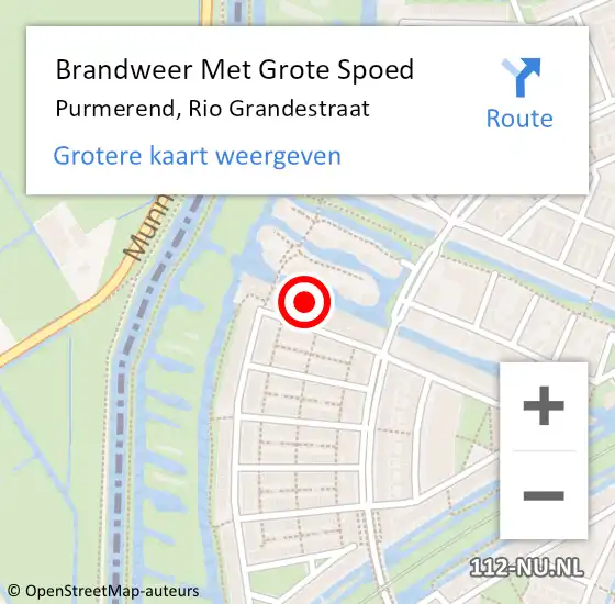 Locatie op kaart van de 112 melding: Brandweer Met Grote Spoed Naar Purmerend, Rio Grandestraat op 16 december 2021 09:41