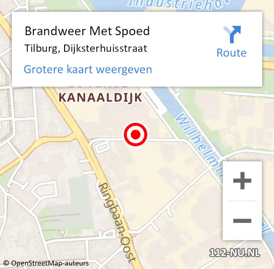 Locatie op kaart van de 112 melding: Brandweer Met Spoed Naar Tilburg, Dijksterhuisstraat op 16 december 2021 09:52