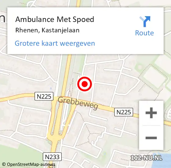 Locatie op kaart van de 112 melding: Ambulance Met Spoed Naar Rhenen, Kastanjelaan op 16 december 2021 09:53