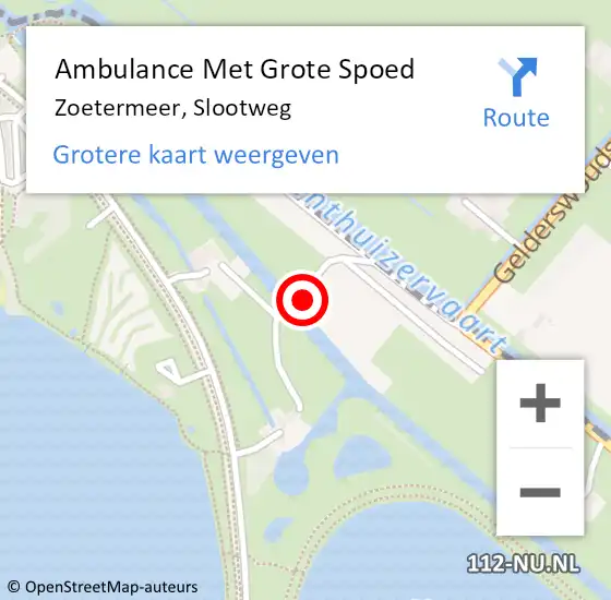 Locatie op kaart van de 112 melding: Ambulance Met Grote Spoed Naar Zoetermeer, Slootweg op 16 december 2021 10:07