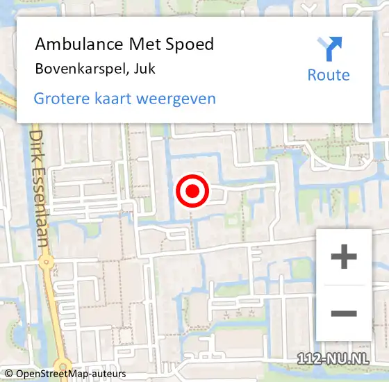 Locatie op kaart van de 112 melding: Ambulance Met Spoed Naar Bovenkarspel, Juk op 16 december 2021 10:10