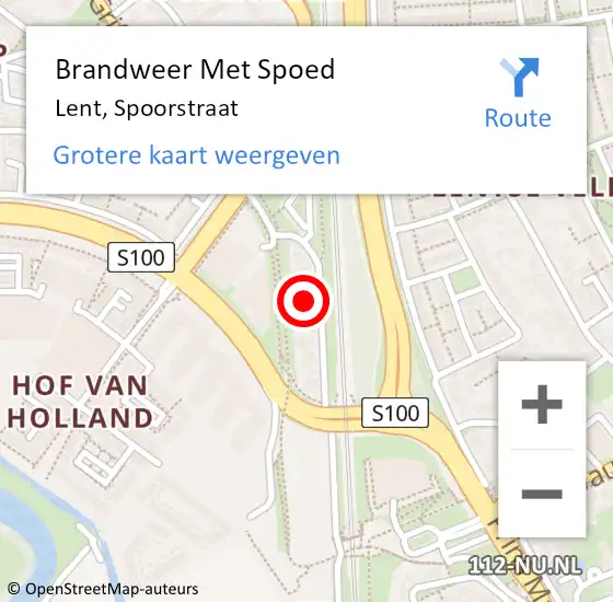 Locatie op kaart van de 112 melding: Brandweer Met Spoed Naar Lent, Spoorstraat op 16 december 2021 10:20