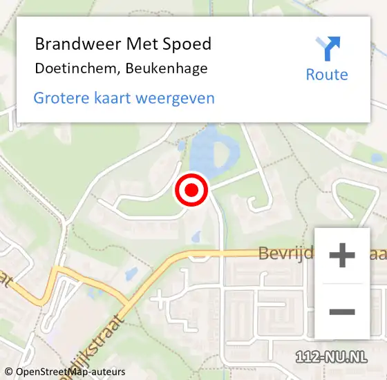 Locatie op kaart van de 112 melding: Brandweer Met Spoed Naar Doetinchem, Beukenhage op 16 december 2021 10:29