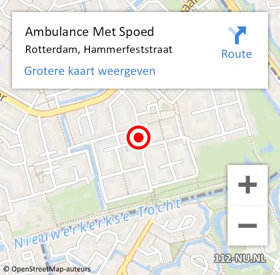 Locatie op kaart van de 112 melding: Ambulance Met Spoed Naar Rotterdam, Hammerfeststraat op 16 december 2021 10:52