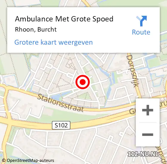 Locatie op kaart van de 112 melding: Ambulance Met Grote Spoed Naar Rhoon, Burcht op 16 december 2021 11:10