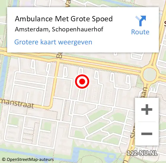 Locatie op kaart van de 112 melding: Ambulance Met Grote Spoed Naar Amsterdam, Schopenhauerhof op 16 december 2021 11:17