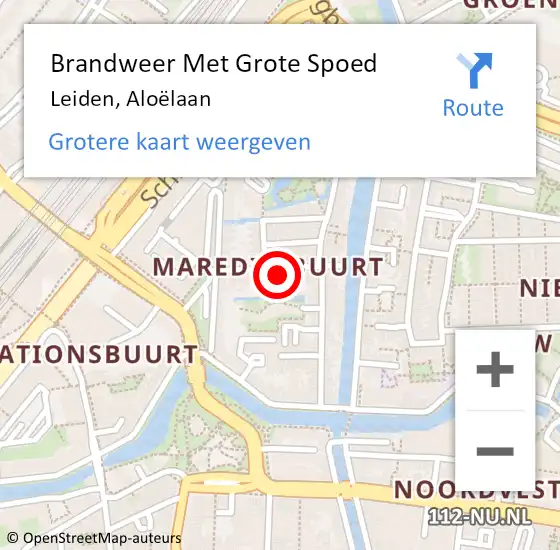 Locatie op kaart van de 112 melding: Brandweer Met Grote Spoed Naar Leiden, Aloëlaan op 16 december 2021 11:30