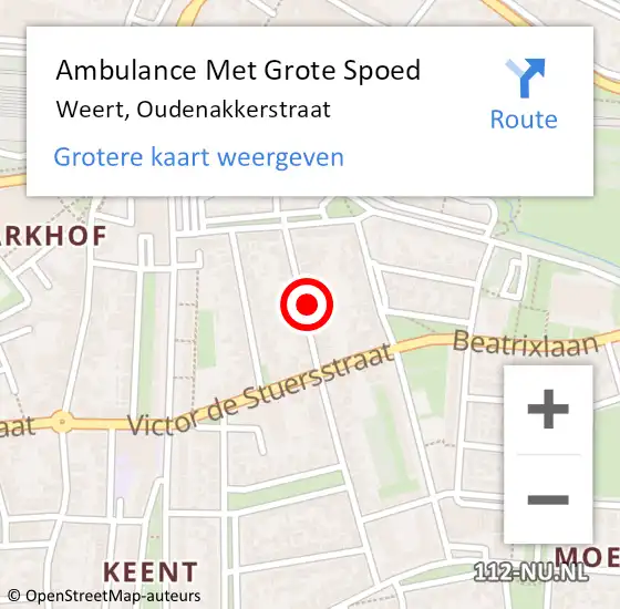 Locatie op kaart van de 112 melding: Ambulance Met Grote Spoed Naar Weert, Oudenakkerstraat op 16 december 2021 11:35