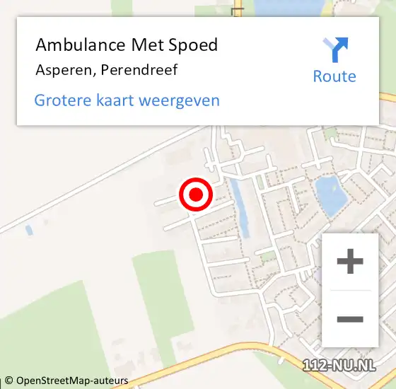 Locatie op kaart van de 112 melding: Ambulance Met Spoed Naar Asperen, Perendreef op 16 december 2021 11:45