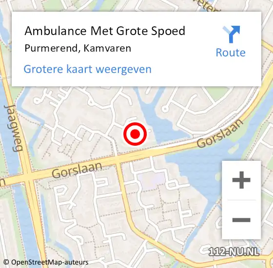 Locatie op kaart van de 112 melding: Ambulance Met Grote Spoed Naar Purmerend, Kamvaren op 16 december 2021 11:51