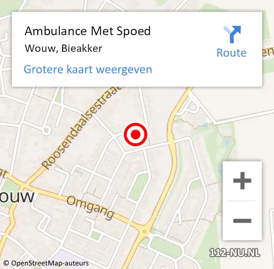 Locatie op kaart van de 112 melding: Ambulance Met Spoed Naar Wouw, Bieakker op 2 juli 2014 13:39