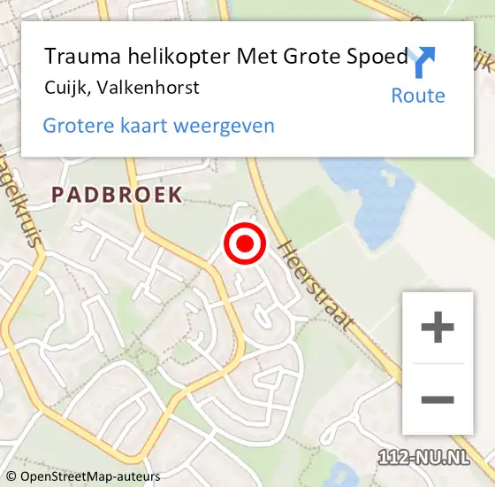 Locatie op kaart van de 112 melding: Trauma helikopter Met Grote Spoed Naar Cuijk, Valkenhorst op 16 december 2021 12:20
