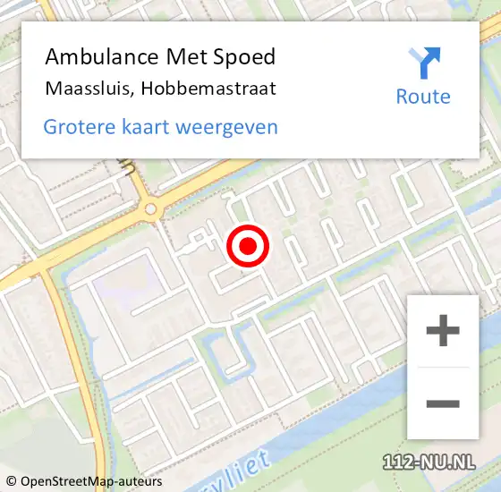 Locatie op kaart van de 112 melding: Ambulance Met Spoed Naar Maassluis, Hobbemastraat op 16 december 2021 12:25