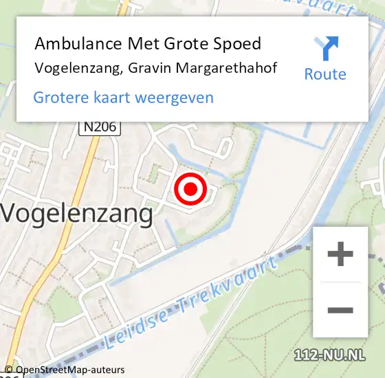 Locatie op kaart van de 112 melding: Ambulance Met Grote Spoed Naar Vogelenzang, Gravin Margarethahof op 16 december 2021 12:26