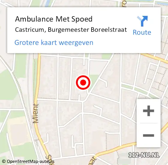 Locatie op kaart van de 112 melding: Ambulance Met Spoed Naar Castricum, Burgemeester Boreelstraat op 16 december 2021 12:30