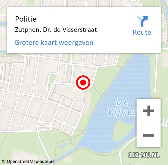 Locatie op kaart van de 112 melding: Politie Zutphen, Dr. de Visserstraat op 16 december 2021 12:33