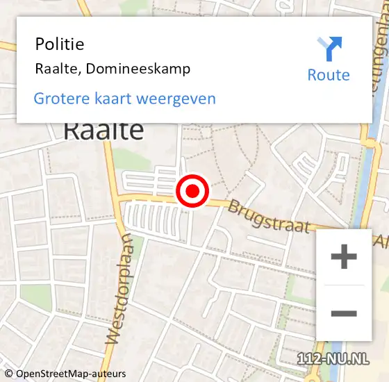 Locatie op kaart van de 112 melding: Politie Raalte, Domineeskamp op 16 december 2021 12:34
