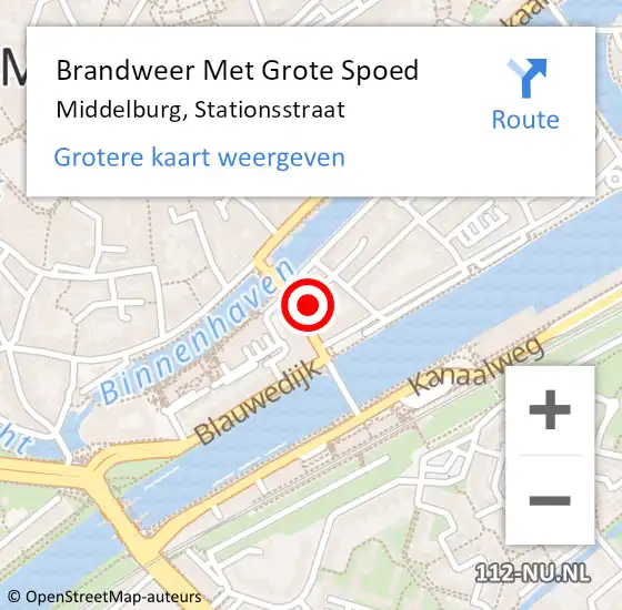 Locatie op kaart van de 112 melding: Brandweer Met Grote Spoed Naar Middelburg, Stationsstraat op 16 december 2021 12:37