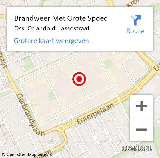 Locatie op kaart van de 112 melding: Brandweer Met Grote Spoed Naar Oss, Orlando di Lassostraat op 16 december 2021 12:57