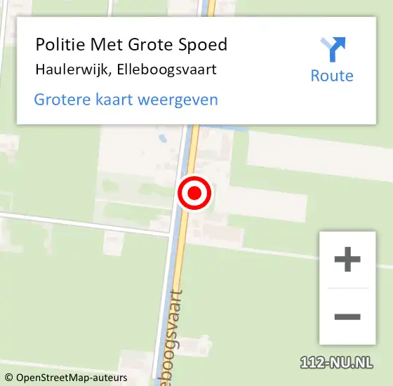 Locatie op kaart van de 112 melding: Politie Met Grote Spoed Naar Haulerwijk, Elleboogsvaart op 16 december 2021 13:09