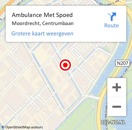 Locatie op kaart van de 112 melding: Ambulance Met Spoed Naar Moordrecht, Centrumbaan op 2 juli 2014 13:46