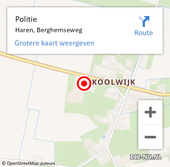 Locatie op kaart van de 112 melding: Politie Haren, Berghemseweg op 16 december 2021 13:16
