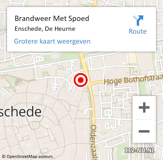 Locatie op kaart van de 112 melding: Brandweer Met Spoed Naar Enschede, De Heurne op 16 december 2021 13:16