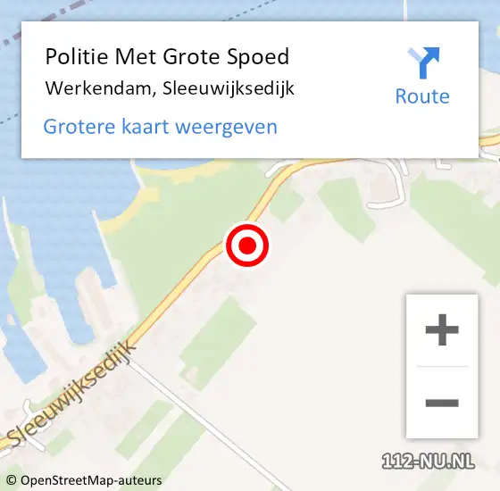 Locatie op kaart van de 112 melding: Politie Met Grote Spoed Naar Werkendam, Sleeuwijksedijk op 16 december 2021 13:18