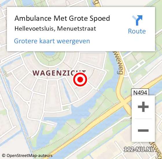 Locatie op kaart van de 112 melding: Ambulance Met Grote Spoed Naar Hellevoetsluis, Menuetstraat op 16 december 2021 13:34