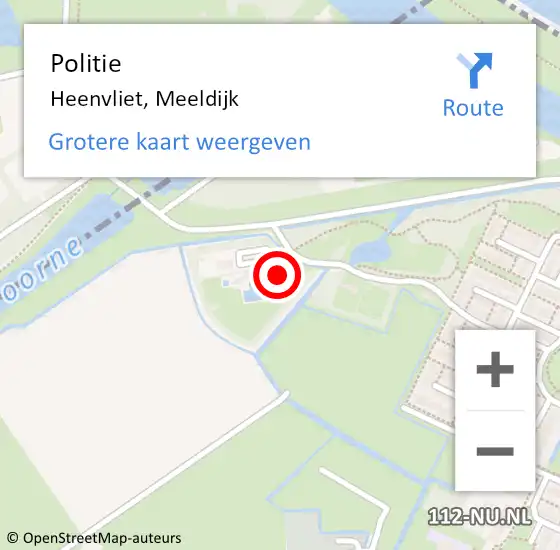 Locatie op kaart van de 112 melding: Politie Heenvliet, Meeldijk op 16 december 2021 13:36